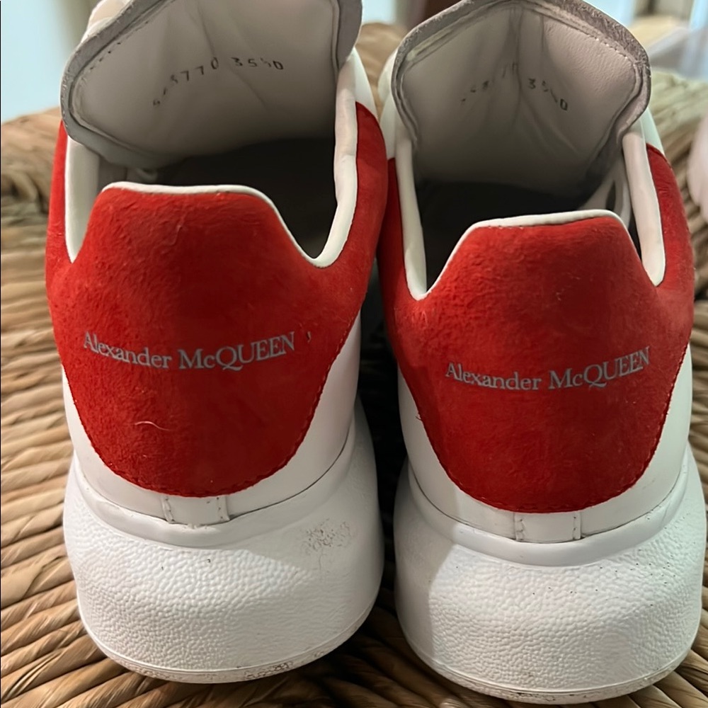Alexander McQueen Red and White Leather Sneakers